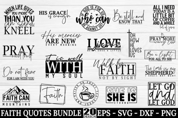 Faith Christian SVG Quotes Design Bundle for Graphics and Crafts