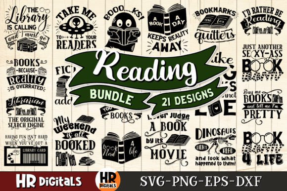 Funny Book Lover Reading Bundle: Graphics for Crafts & Sellers
