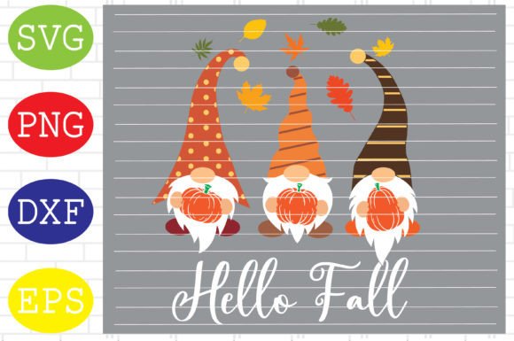 Hello Fall Gnomes Svg Thanksgiving Svg for Graphics and Crafts