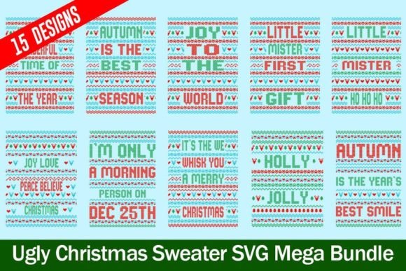 Ugly Sweater Pattern Svgs Bundle Graphics for Crafts